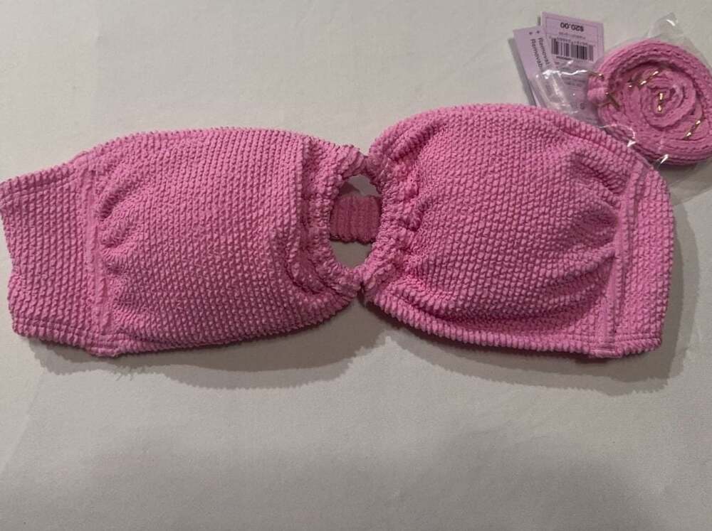 # 156 Wild Fable Pink Textured Bandeau Bikini Top Size S (4-6)